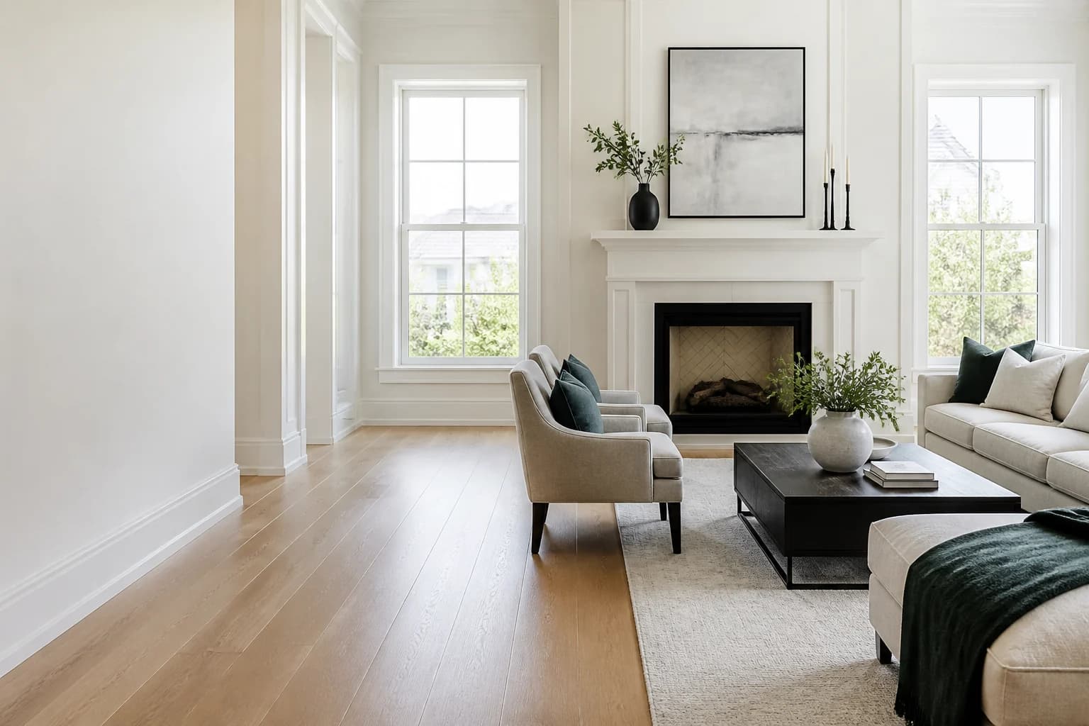 A calm, carefully arranged living room